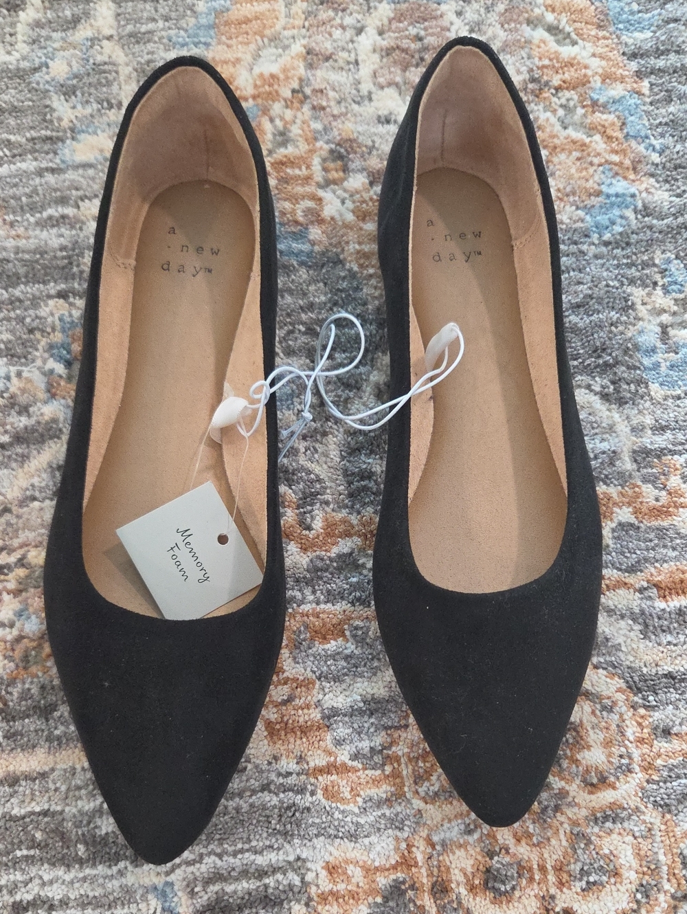 a new day Black Pointed Toe Suede-Look Flats